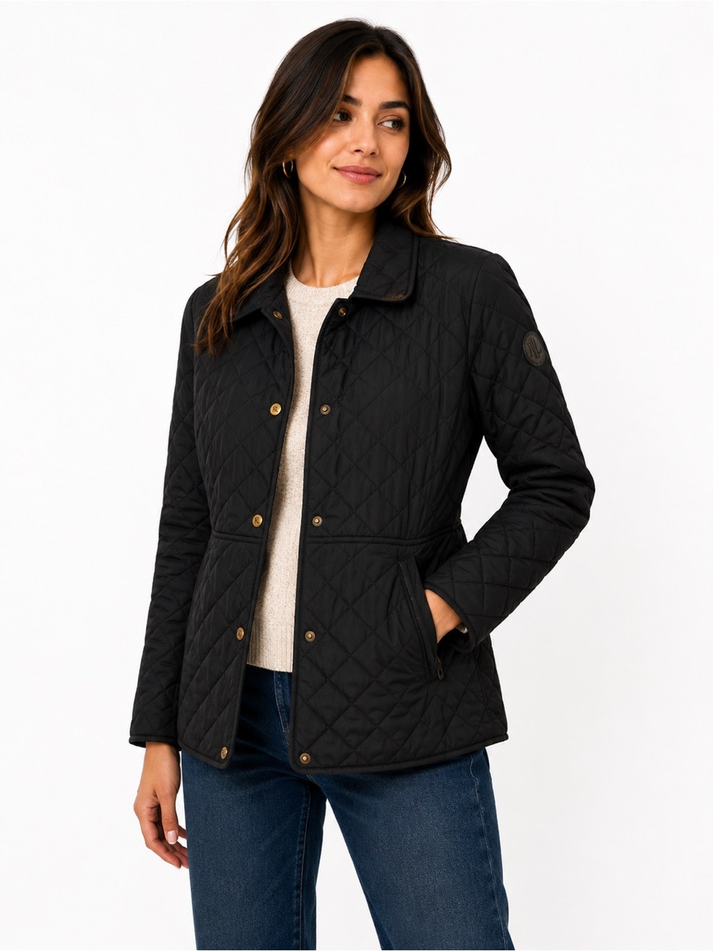 Ralph Lauren Black Quilted Snap-Front Jacket